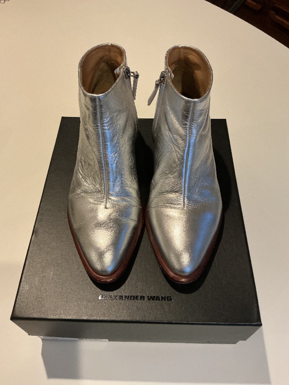 Alexander Wang silver Kori ankle boot, size 39